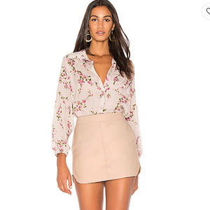 Karina Grimaldi Jacob Leather Skirt in Blush